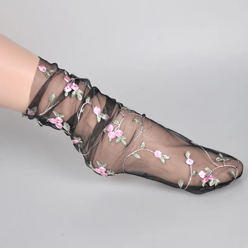 

New Summer Women Socks Sexy Pantyhose Female Mesh Black Socks Women Fishnet Sock Embroidery Sock Hosiery Skarpetki Damskie