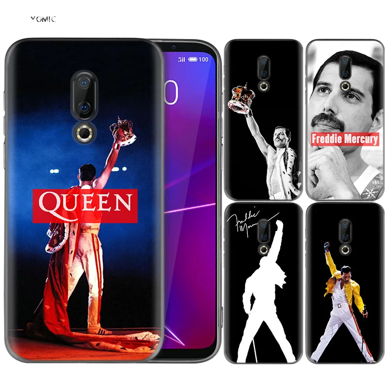 

Silicone Case for Meizu 16 16th M6T Black Dark Coque Shell Cell Phone Tpu Cover Dull Polish Queen Freddie Mercury King
