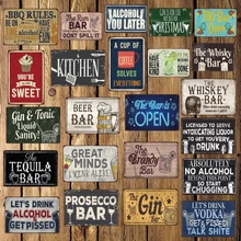 [WellCraft] BAR WHISKEY café pastel BBQ cocina cerveza Metal carteles arte Retro Mural pintura personalizada decoración LT-1752