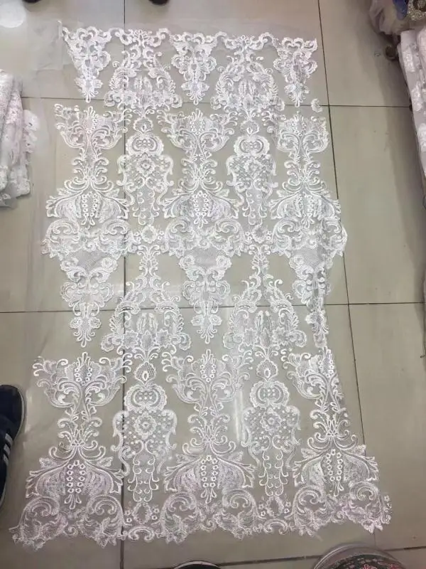 

Nigerian Lace Fabrics in sequines Dress Material paillette silver sequin fabric 2019 high quality African sequin mesh fabric