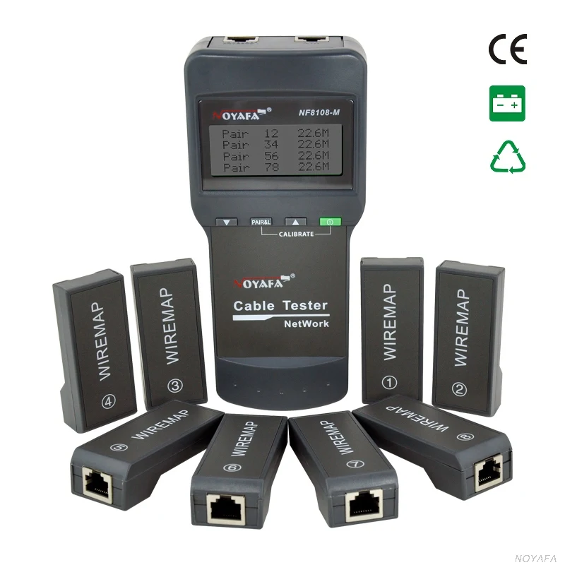 

NOYAFA NF-8108M RJ45 Lan Tester Cable Tracker Redes Network Tools RJ45 Cable Length Measurement with 8 Remote Identifiers