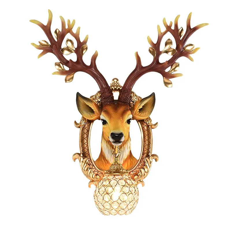 

Deer head Nordic wall hanging corridor lamps and lanterns bedroom decoration corridor wall lamp retro background wall