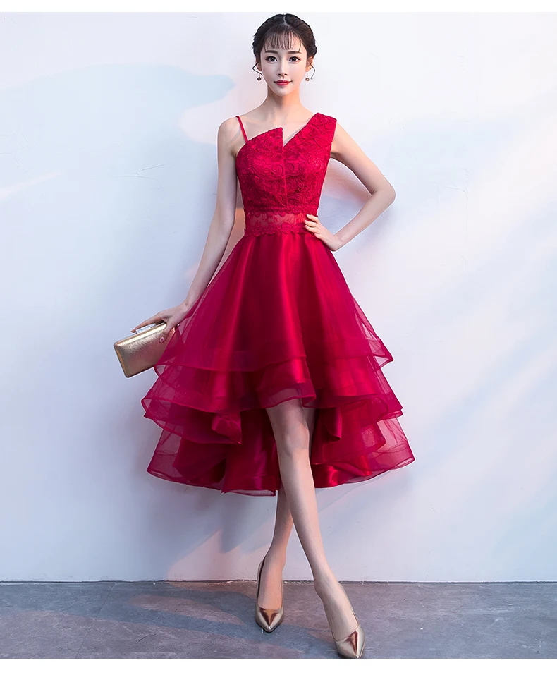Robe de soiree красное элегантное кружевное вечернее платье без рукавов вечерние платья с коротким передом и длинной спинкой платья для выпускного вечера
