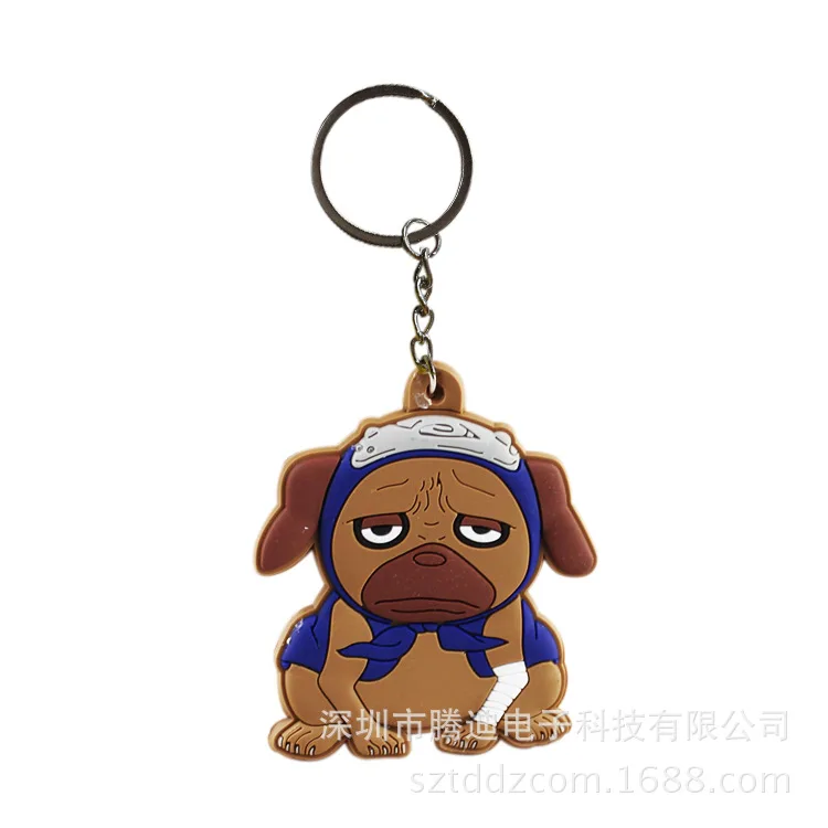 Anime Naruto Hatake Kakashi Parker perro llavero PVC moda rana de la historieta divertida silicona para llaves encanto llavero regalo de la joyería