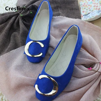 

Cresfimix zapatos de mujer women fashion comfortable navy blue office flat shoes lady casual street shoes leisure shoes c2370
