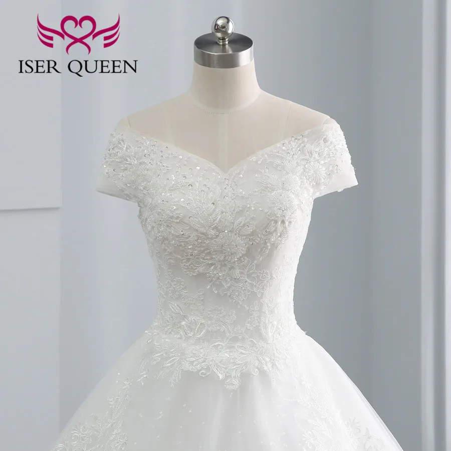 Красивое кружевное свадебное платье с жемчугом и бисером; бальное платье цвета слоновой кости; Цвет вышивки; Европейский стиль; качественное свадебное платье; es WX0107