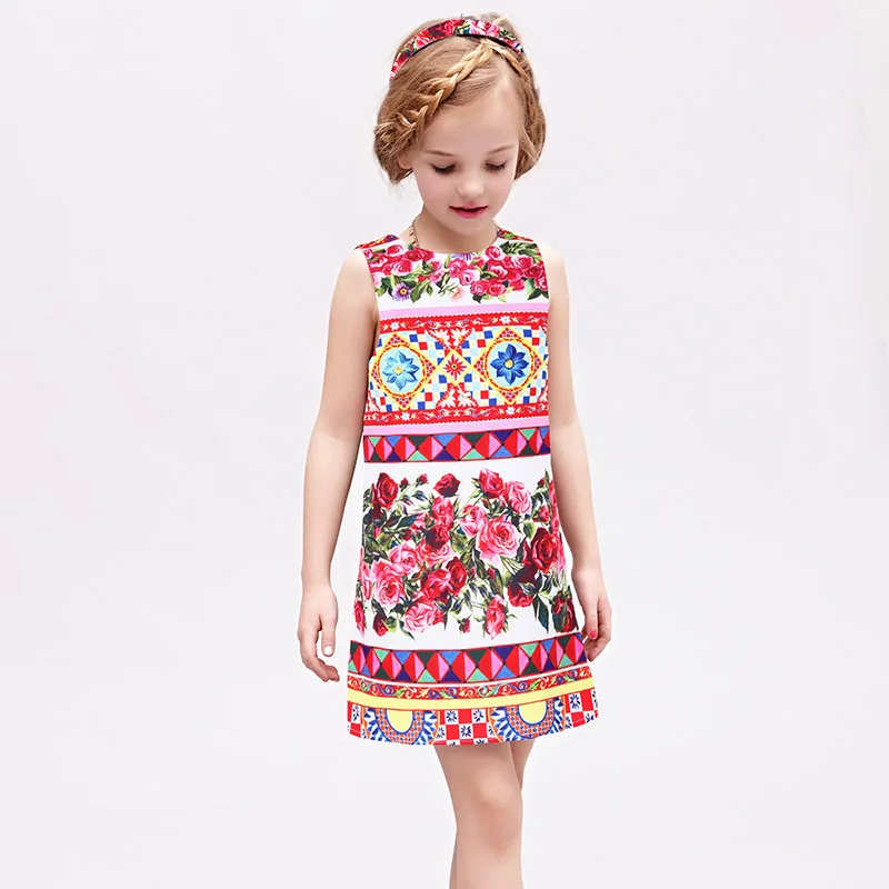 

Princess Dresses for Girls Costume 2017 Toddler Girl Dresses Children Clothing Flower Printed Robe Mariage Fille Kids Clothes