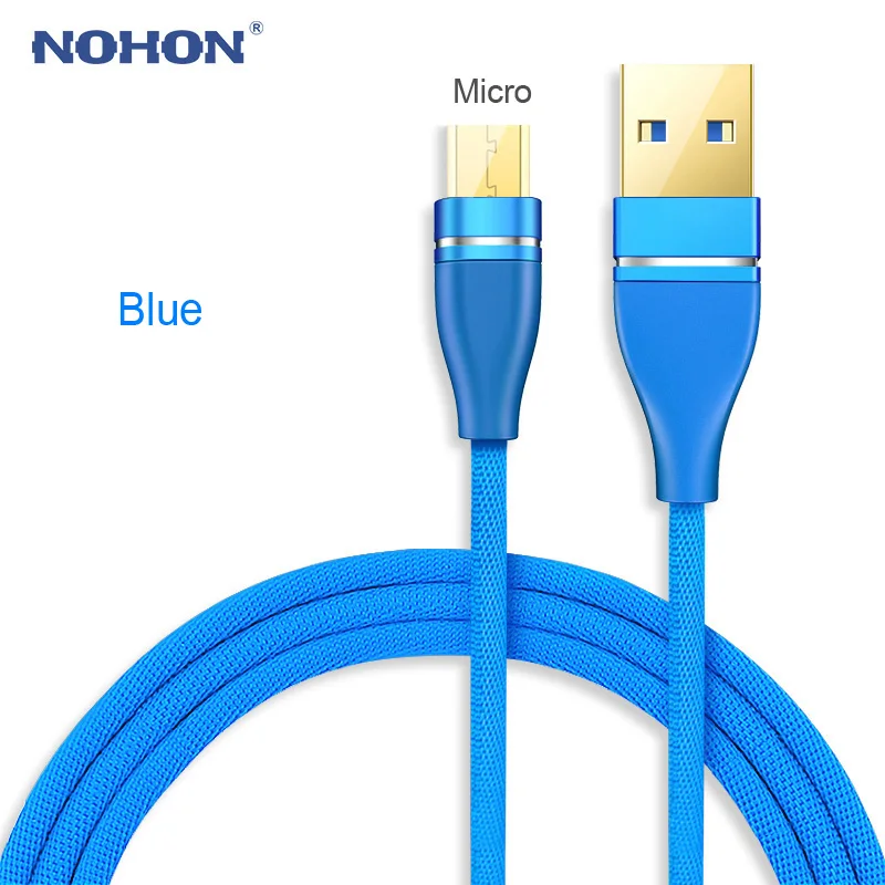 NOHON 3 в 1 USB кабель позолоченный USB кабель для зарядного устройства для iPhone 8 7 6 6S Plus iOS 10 9 8 type C Micro USB-C кабели для телефонов Android - Цвет: For Micro Blue