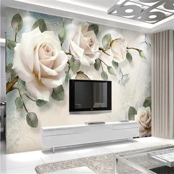 

beibehang Custom wallpaper photos modern minimalist hand-painted oil painting flowers European sofa background wall painting