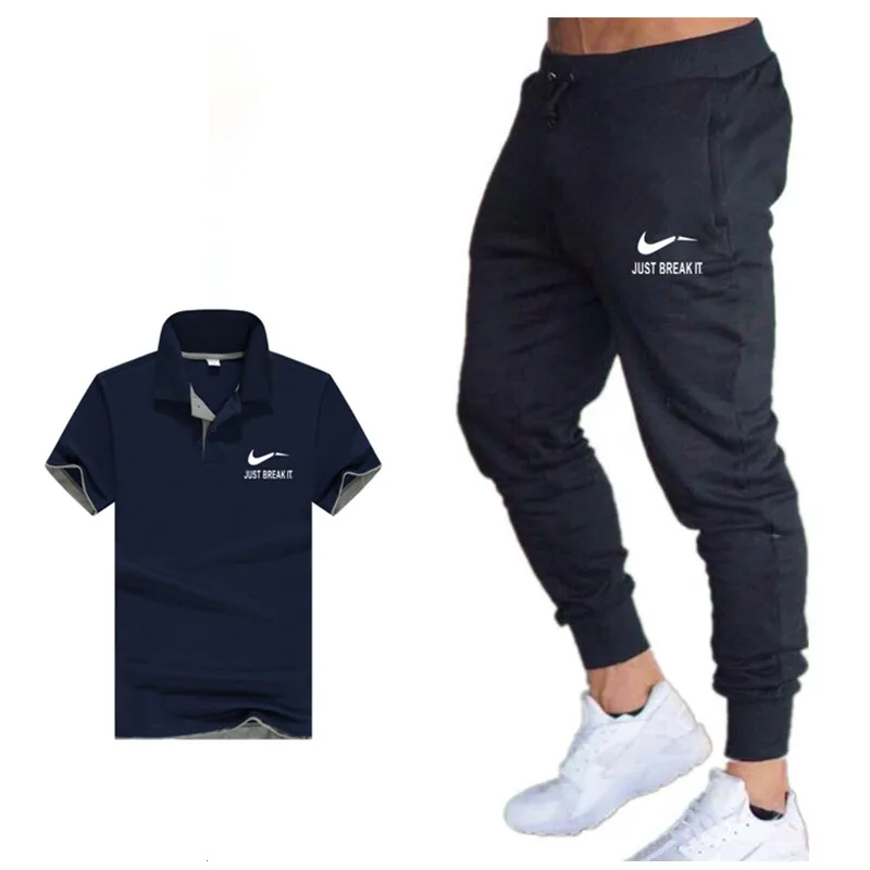 الرجال بولو + sweatpants العلامة التجارية فقط كسرها الطباعة الصيف ملابس رياضية اثنين من قطعة مجموعات بولو رياضية بذلة رياضية رجل بدلات رياضية