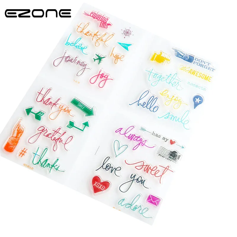 

EZONE 1PC Lovely Graffiti Picture Design Transparent Silicone Stamp Seal Office School Supplies DIY Album Craft Scrapbooking