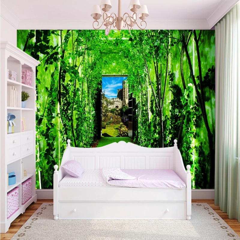 の壁紙 3 D 美しい緑の森の背景の装飾カスタム壁画 3d 自然ルームの壁紙 Nature Wallpaper 3d Nature Wallpaperswallpapers For Living Room Aliexpress