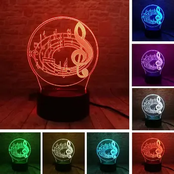 

Music Note Flash Model 3D Illusion LED Nightlight Colorful Flash Light Desk Lamp Musical Notes Design Model Luminous Toys