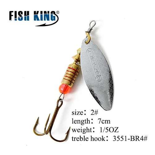 Fishing King 4 цвета 0#-5# spinner ложка приманки с металлической жесткой приманкой с тройным крючком рыболовные снасти Pesca - Цвет: Темный хаки