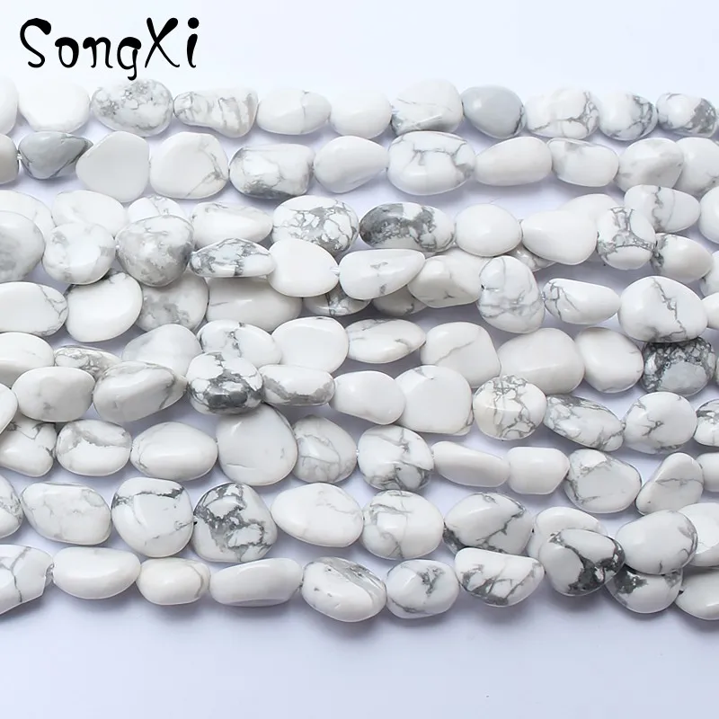 

8-10mm Natural Stone Irregular White Howlite Beads for Jewelry Making Strands 15 inches Bead DIY Necklace Bracelet Jewellery