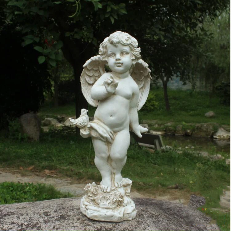 Европейские уличные милые фигурки Ангела из смолы, украшение для сада, сидячий шар, домашний интерьер, настольные статуи