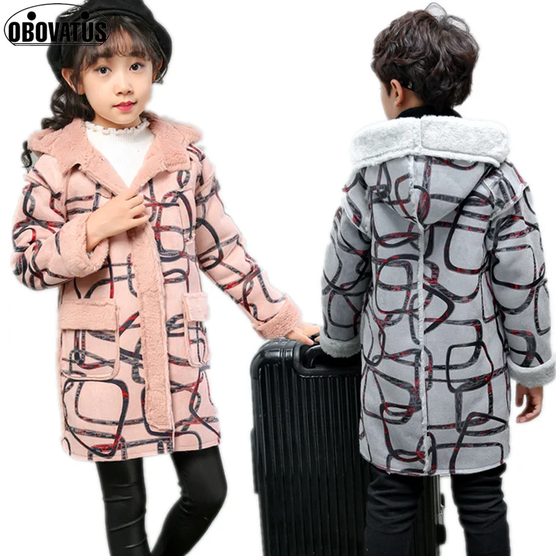 

Luxury Boys Girl Winter Clothes Toddler wool blends Coat Hooded Jacket Long Sleeve Girls Jackets Kids Clothing 2018 New Arrival
