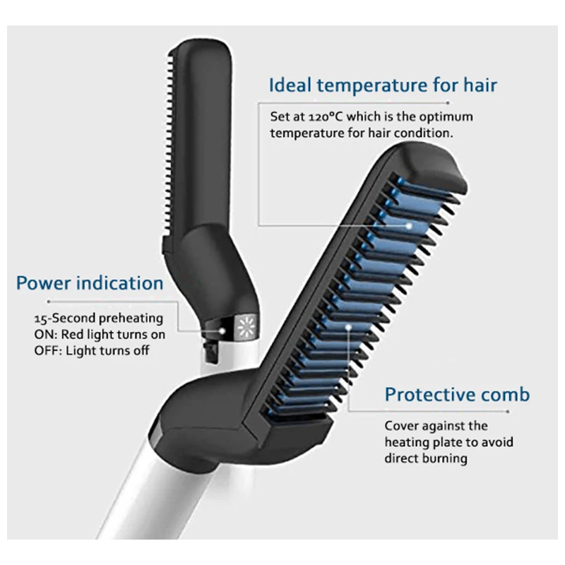 

New Electric Beard Straightener Comb Multifunctional Hair Curling Iron Brush Portable Curler Show Cap Tool Quick Hair Styler