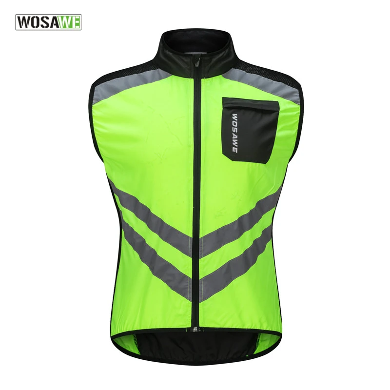 

WOSAWE Reflective Cycling Vest Ciclismo Motorcycle Sports Team Uniform Bike Clothing Warning High Visibility Safety Vest Green