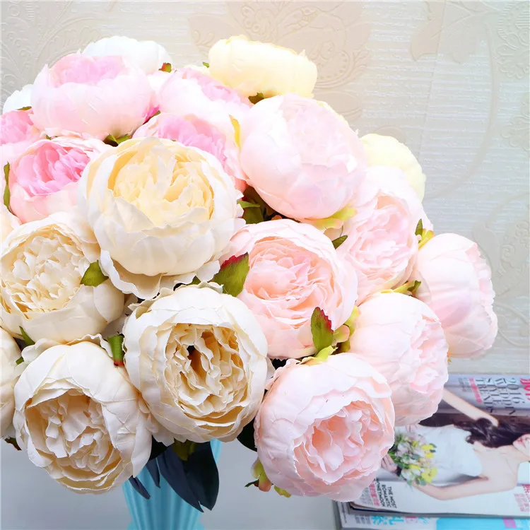 7 heads/bunch Artificial Peony Flowers for Wedding Bouquet Fake Flower for Home Garden Party Decoration DIY Bride Wreath Garland