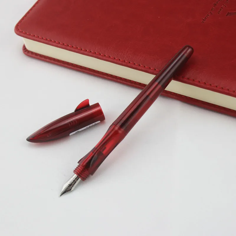 

JINHAO Shark Transparent Red color Extra fine Nib Fountain Pen New Students child Practice pens