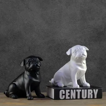 

Nordic modern resin art pugs ornaments home decor animal dog handicraft figurines living room study model office furnishings
