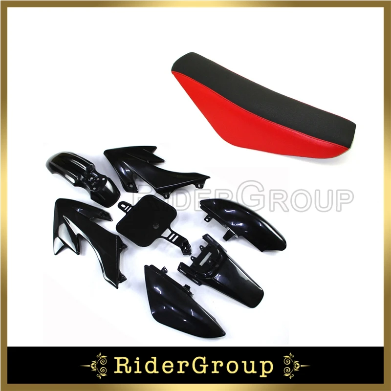 Black Plastic Fairing Body Kits + Tall Foam Seat For Honda CRF50 XR50 Pit Dirt Motor Trail Bike 50-160cc