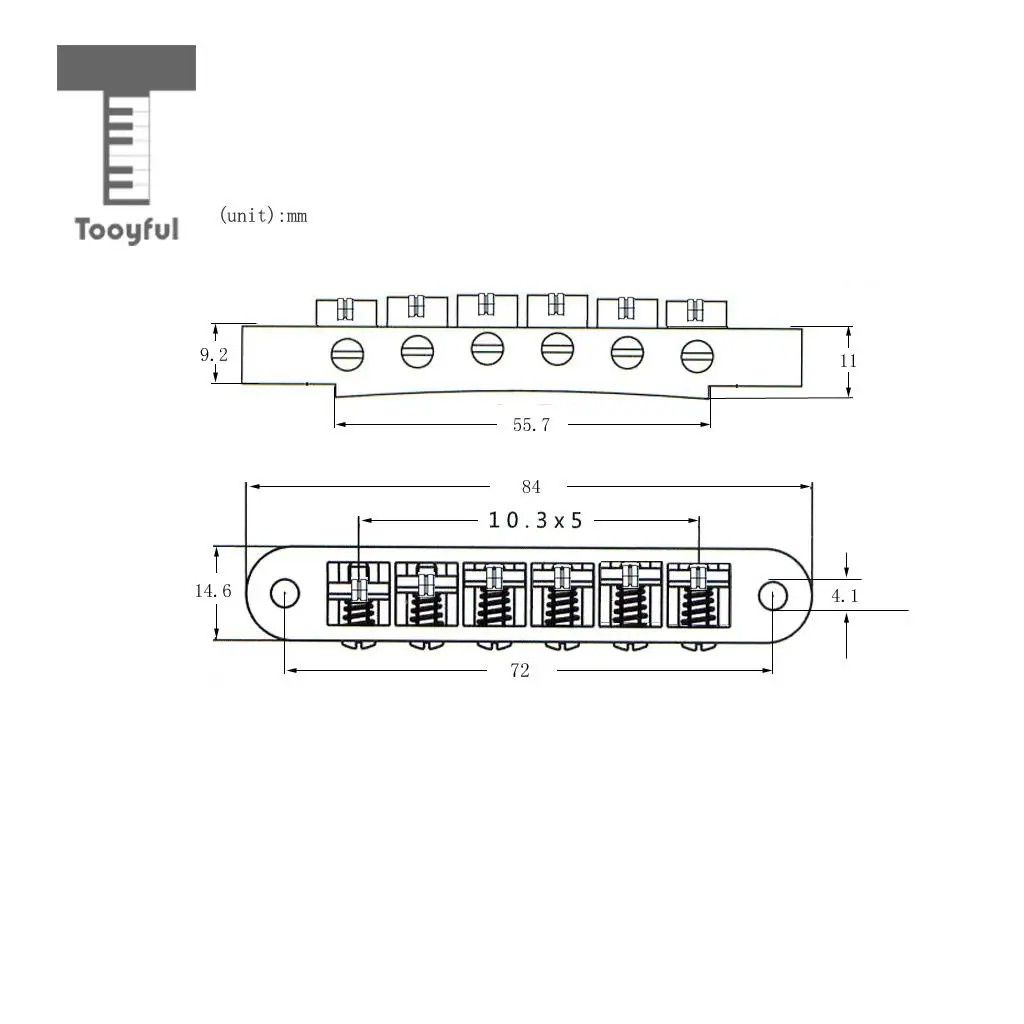 Tooyful Durable 1 Set Roller Saddle Locking Bridge with Studs for LP Electric Guitar Tune-o-matic Bridge
