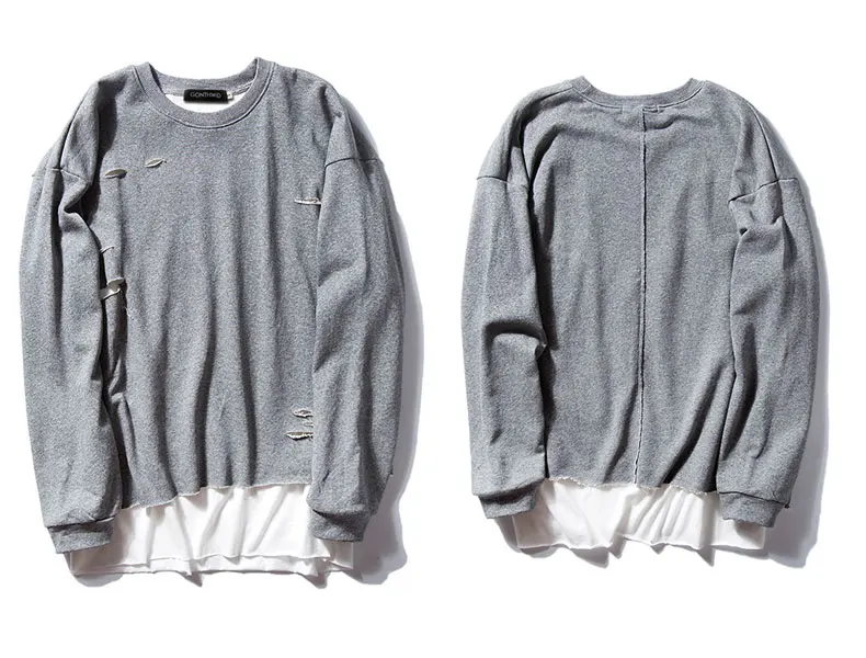 Ripped Double Layer Hoodies 3