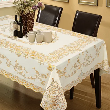 

PVC European Garden Round Tablecloth Waterproof and Oilproof Yellow Print for Wedding TV Cabinet Cushion Package Elegant