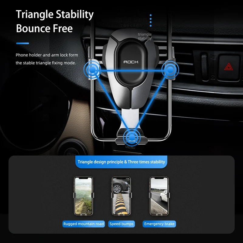  ROCK Auto Telefon Halter Schwerkraft Stehen Mobile Unterstützung Halter in Auto Telefon Air Vent Cl