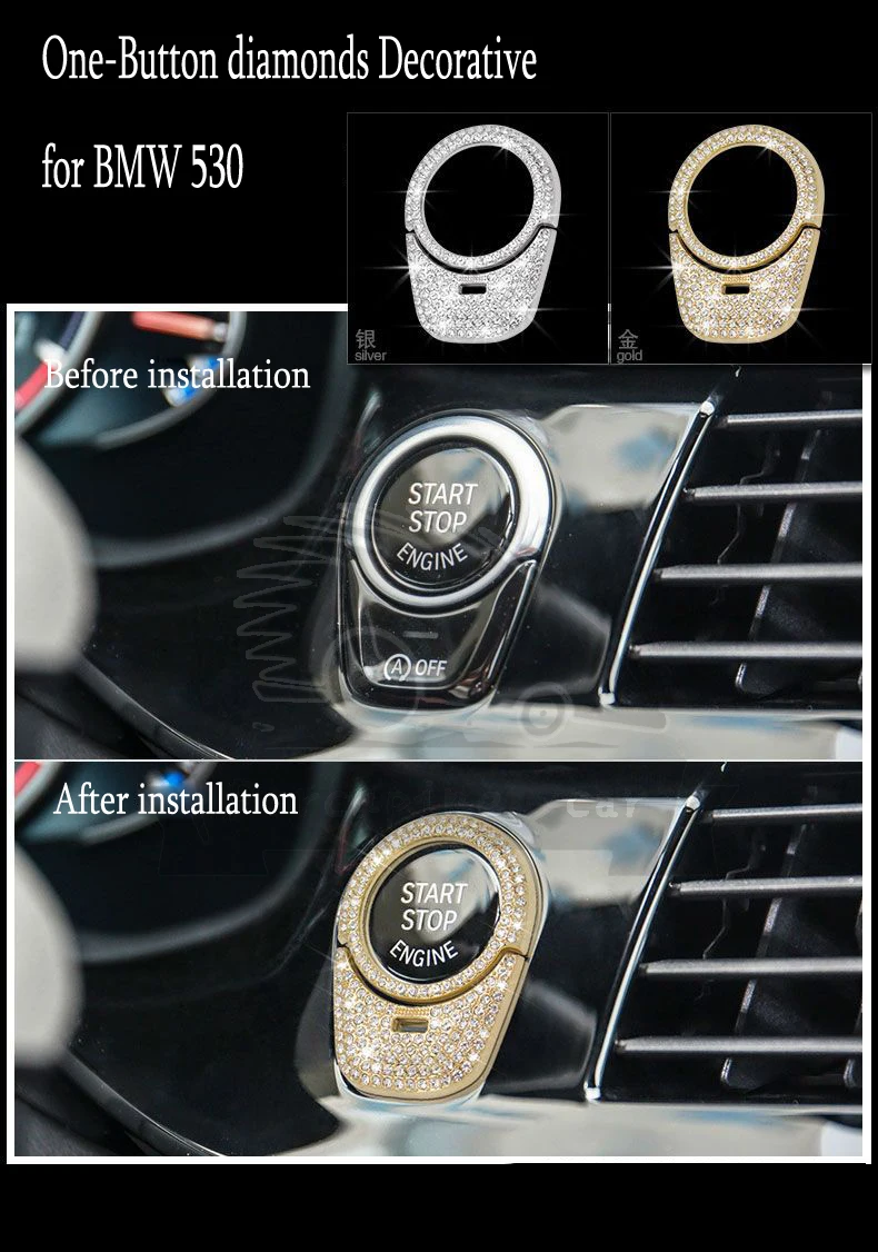 Декоративная накладка в виде одной кнопки с бриллиантами для автомобиля, украшение в виде замочной скважины, круг с блестками, аксессуары для интерьера BMW 5 серии 530