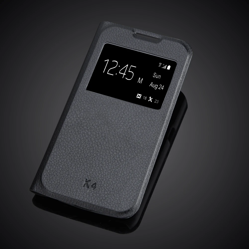 K 4 PU Leather Case For LG K4 K120e K130e K121 Flip Phone Case for LG K4 Lte K100 K100DS 4.5" covers With View Window