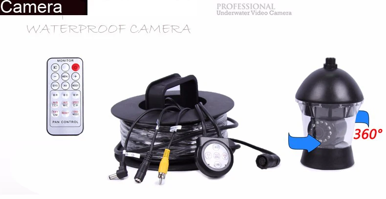 50Meters Depth 360 Degree Rotative Underwater Camera with 14pcs of