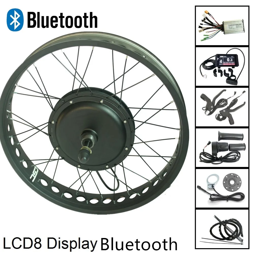 

48V Bluetooth Fat Ebike Conversion Kit with LCD8 Display CSC 500/750/1000/1500W Electric Snow Bike Conversion Kit for 4.0 Tyre