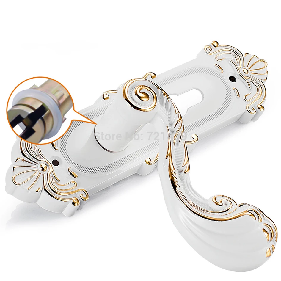  Europen Fashion Ivory Interior Solid Wood Panel Handle Lock Amber White Bedroom Bookroom Kitchen Wo - 32952297488