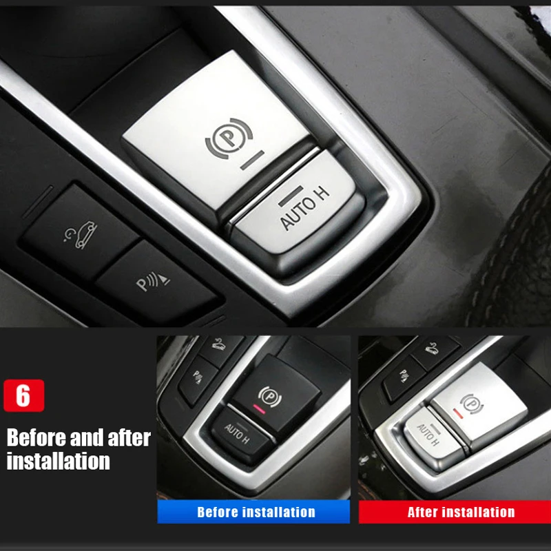 

Electronic Handbrake Decorative Button Switch Cover Sticker Trim Sequins For Bmw 5 Series F10 2011-17 Interior Auto Accessories