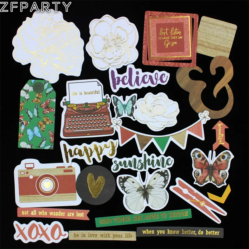 

ZFPARTY 40pcs Believe Colorful Cardstock Die Cuts for Scrapbooking Happy Planner/Card Making/Journaling Project