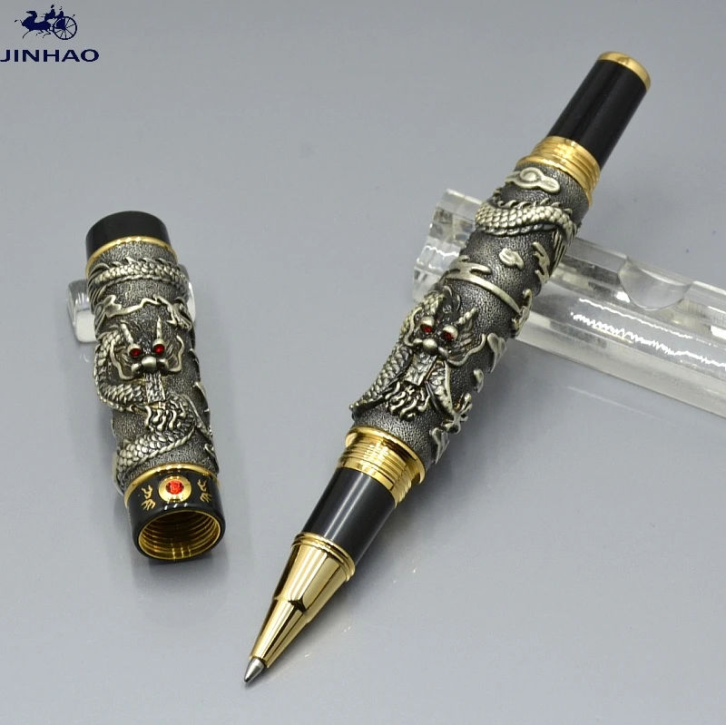 

JINHAO gray Dragon sculpture roller ball pen school office stationery luxury brand Birthday gift set pens for collection