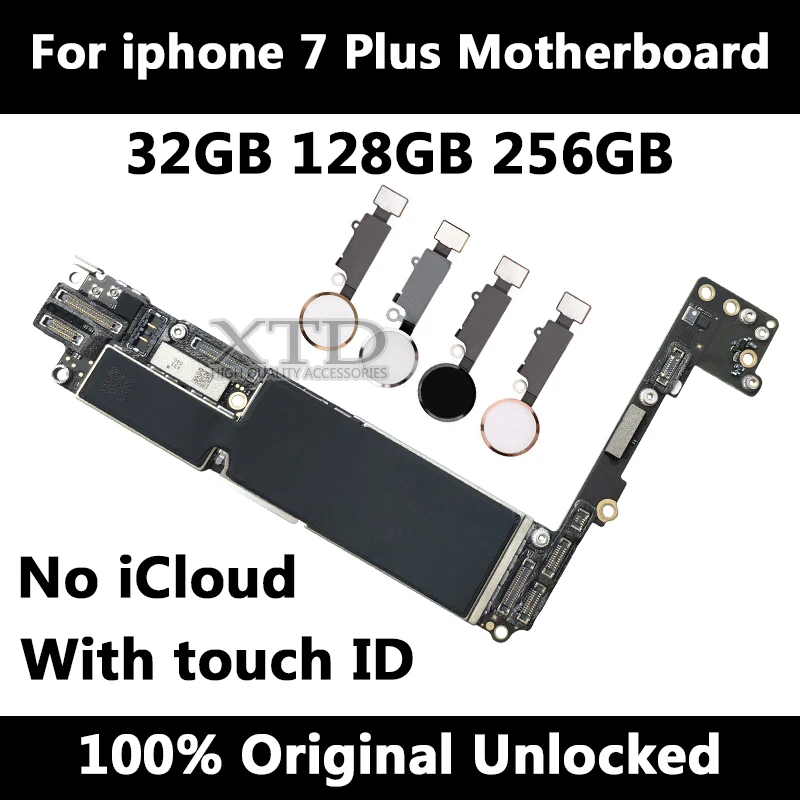 Original For iphone 7 Plus Mother board 32GB 128GB 256GB For iphone 7Plus Motherboard with Touch ID