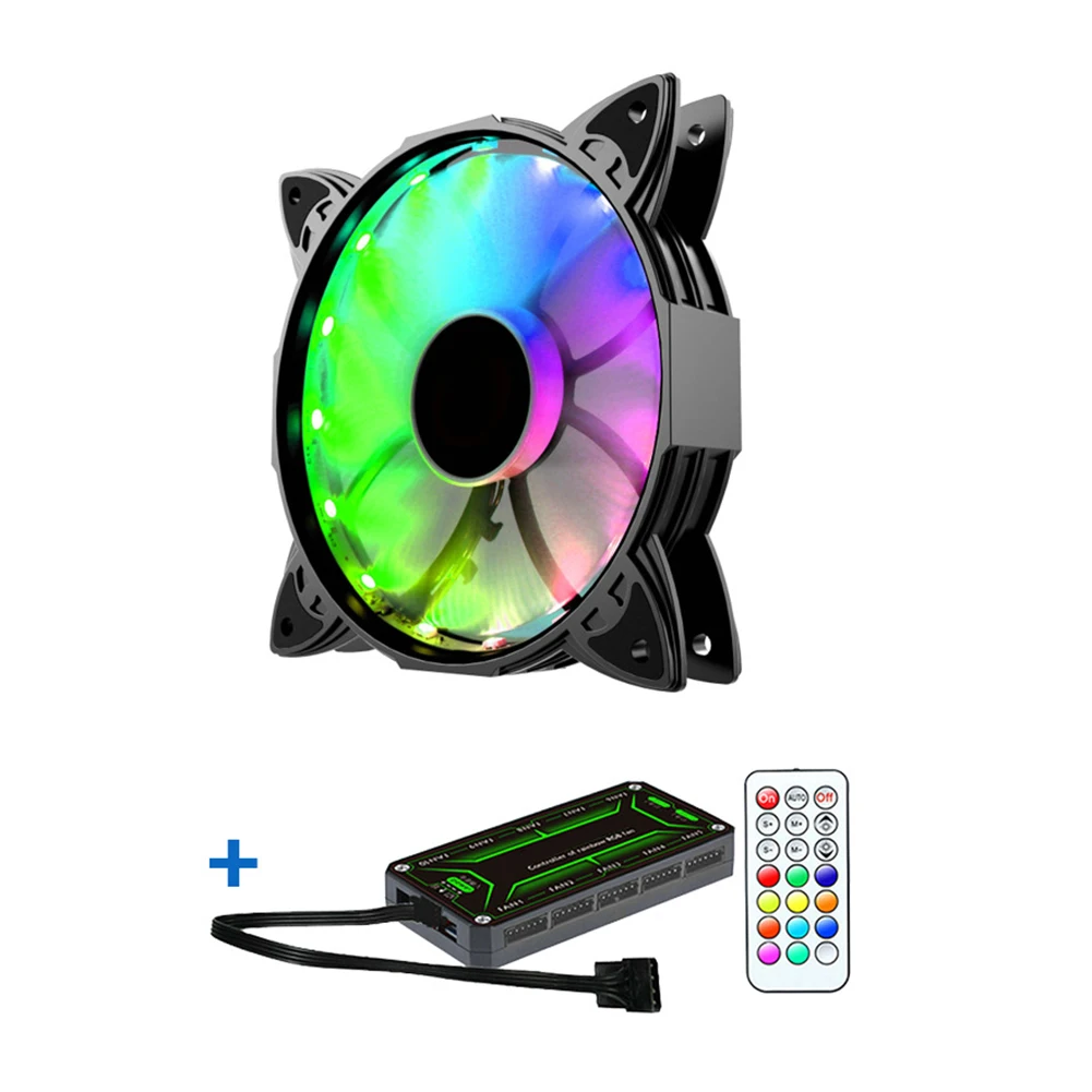 

12cm CPU Colorful Adjustable For PC Cases Addressable With Controller Computer RGB LED Remote Control Cooling Fan Set Durable