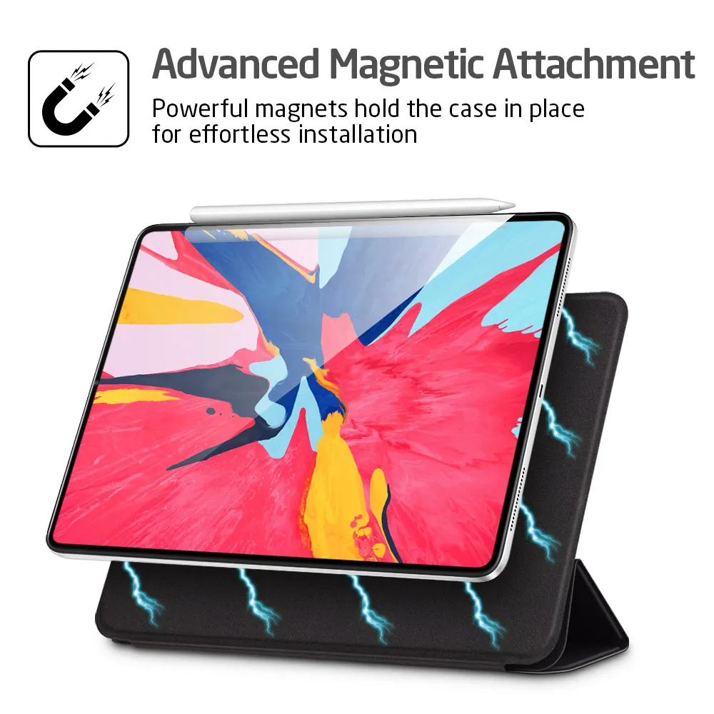 Магнитный смарт-чехол ESR для iPad Pro 12,9, чехол с тройной подставкой, Магнитный чехол с функцией автоматического сна/пробуждения, прорезиненное покрытие для iPad Pro12.9