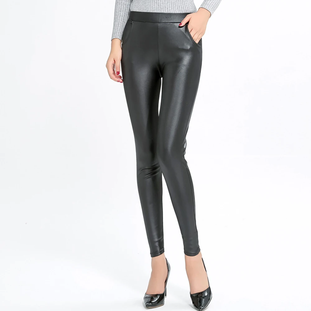 Woman Plus Size PU Pants Large Big Size Office Ladies OL Wear To Work