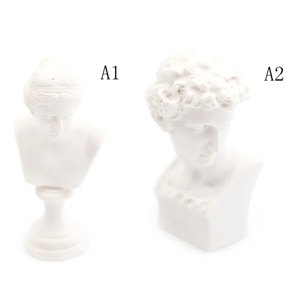 

1pcs Mini Statue White Resin Venus David Bust Sculpture Figurines Furniture Ornament Pretend Play Miniature Home Decoration