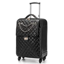 Роскошные PU сумки на колёсиках набор чемоданов Spinner Женская тележка чехол/сумка 24 дюймов колёса человек 20 интернат дорожная сумка багажник