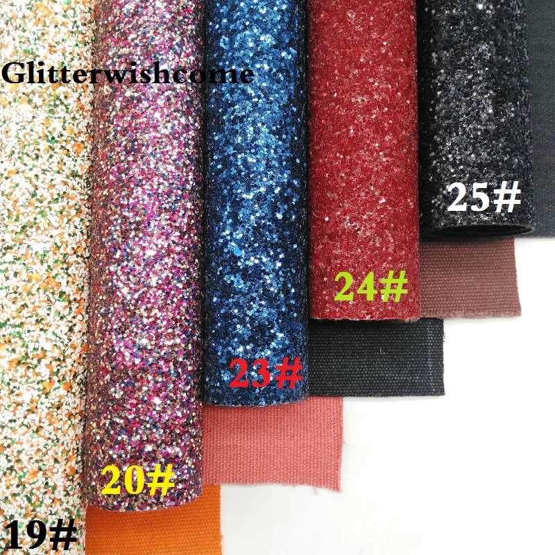 Glitterwishcome 21X29 см А4 Размер синтетическая кожа, Цвет Соответствующие подложке, толстый блеск кожа винил для луков, GM029A