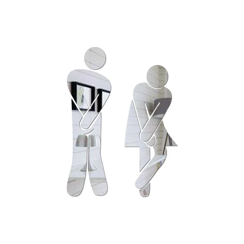 Woman&Man Toilet Sign Mirror Wall Sticker 3D Removable Bathroom Mirror Stickers for Home Hotel Washroom Door Sign Mirror Sticker Woman&Man Toilet Sign Mirror Wall Sticker 3D Removable Bathroom Mirror Stickers for Home Hotel Washroom Door Sign Mirror Sticker