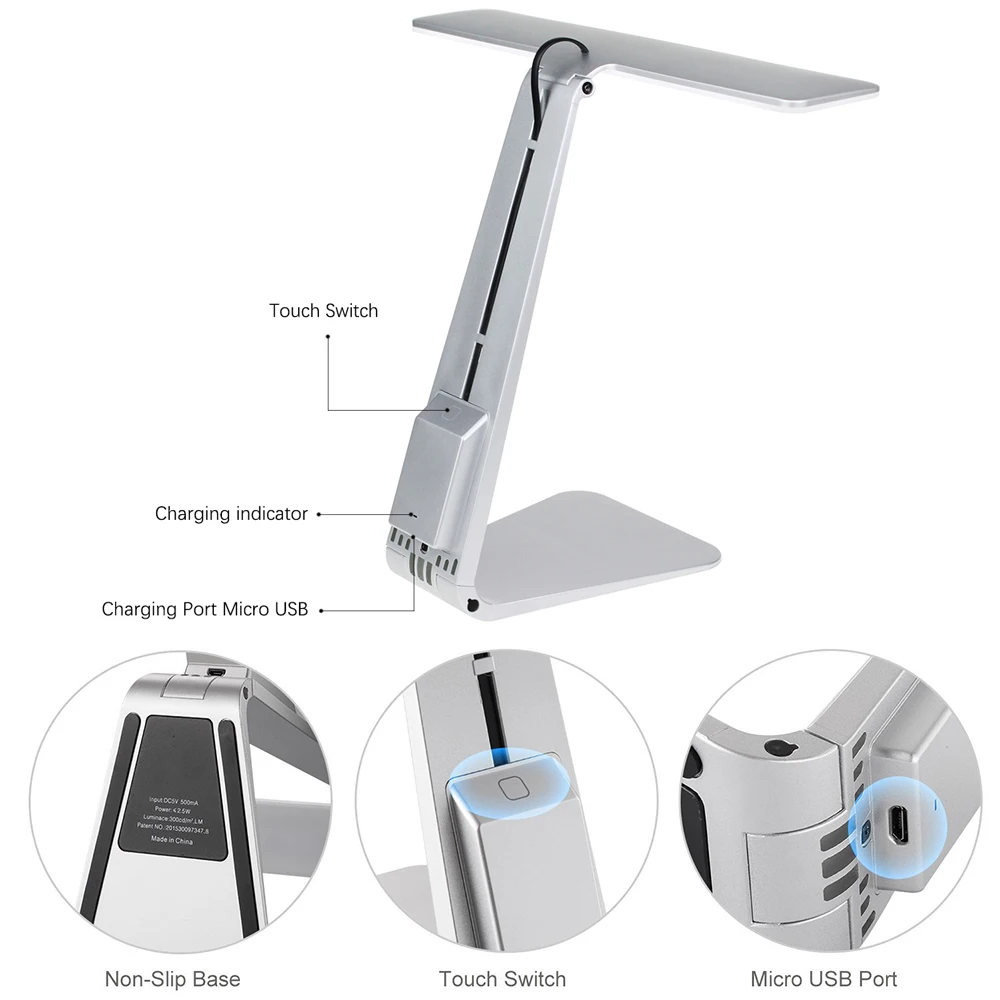 Ультратонкий Mac стиль 200LM светодиодный 3 режима затемнения сенсорный переключатель настольная лампа для чтения встроенный Аккумулятор настольная лампа мягкий светильник Ночной светильник