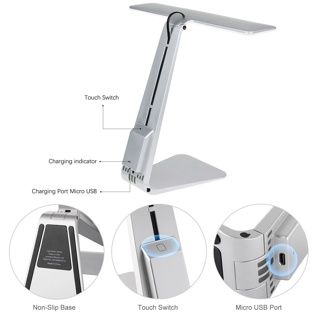  Ultrathin Mac Style 200LM LED 3 Mode Dimming Touch Switch Reading Table Lamp Built in Battery Desk 
