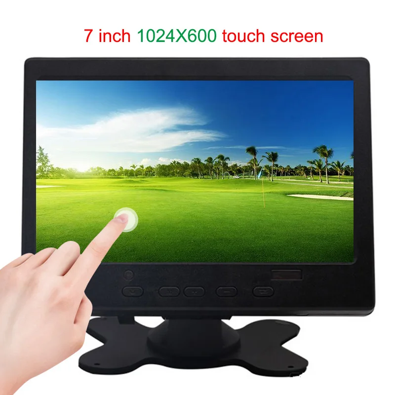 Дешево 7 дюймов HDMI сенсорный монитор ПК мини маленький font b lcd b font CCTV full hd портативный монитор TFT 1024*600 встроенный динамик для автомобиля заднего вида